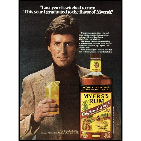 1981 Myers's Original Dark Rum Vintage Print Ad Man Graduate to Myers Wall Art - Picture 1 of 1